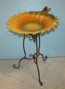Metal Sunflower Bird Bath 21" dia., 28" h.