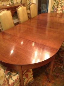 French or American Georgian Mahogany Table with Herringbone Trim
