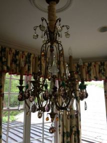 Continental Gilt Bronze Chandelier with Fruit Prisms
