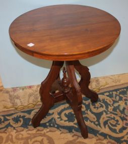 Walnut Victorian Round Side Table 24"dia., 28"h.