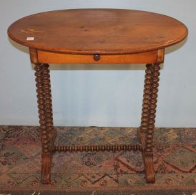 Victorian Pine Side Table with Spool Legs 29"w., 18"d., 27"h.