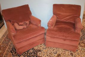 Two Velvet Vintage Arm Chairs 28"w., 32"H.