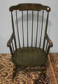 Stencil and Painted Green Rocker 24"w., 40"h.