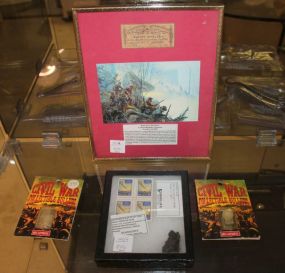 Schooler's Minerals and Fossils in box, Two Civil War Bullets, and Lookout Mountain Card