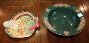 Fritz and Floyd Turkey Plate and Frankoma Bowl Plate 9"dia., bowl 10"