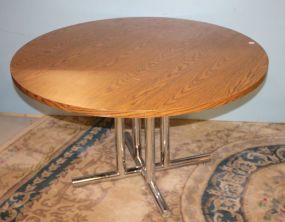Chrome Base Breakfront Table 48"dia., 28"h.