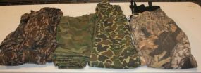 4 Camo Pants Different patterns, Large, Large, Medium, Large