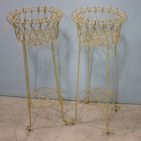 Two Painted Iron Flower Planters