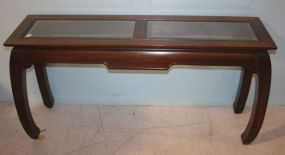 Chinese Style Console with Two Inset Beveled Glass Sections on Top 53"w., 15"h.