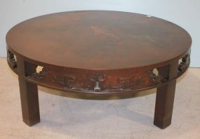 Chinese Style Coffee Table wear on finish in the center, 40"dia., 15"h.