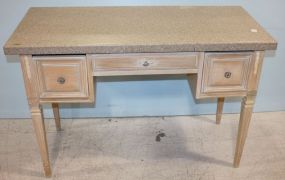 Three Drawer Dressing Table faux granite plastic top, 45"w., 20"d., 30"h.