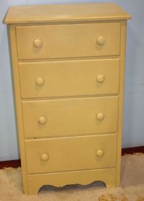 Painted Yellow Four Dresser Chest 26"w., 17"d., 43"h.
