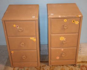 Two Small Painted Three Drawer Chests 14"w., 14"d., 27"h.