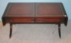 Duncan Phyfe Style Leather Top Coffee Table 39"w., 20"d., 16"h.