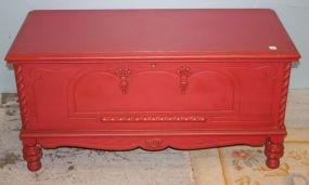Painted Red Trunk 33"w., 19"d., 22"h.