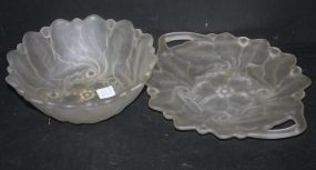 Vintage Satin Glass Tray and Bowl 9"dia.