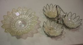 Plated Three Bowl Nut Dish and Fruit Bowl dish 12"dia., bowl 10"dia.