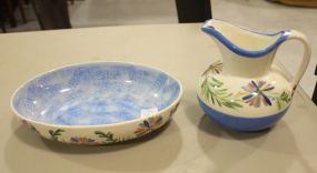 Gail Pittman Small Pitcher and Oval Bowl pitcher 5"h., bowl 9"