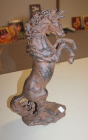 Reproduction Cast Iron Rearing Horse 18"h.