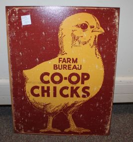 Reproduction Farm Bureau Co-Op Chicks Tin Sign 12"w., 16"h.