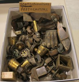 Box Lot of Hardware 50 Furniture Feet and Casters