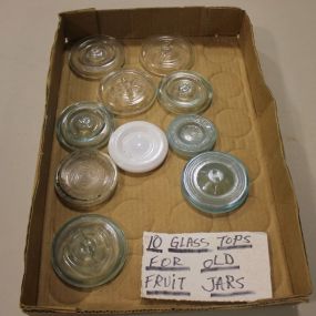 10 Glass Tops of Old Fruit Jars