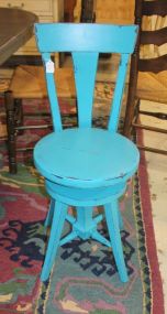 Distressed Turquoise Swivel Piano Chair 34" h.