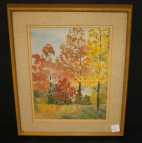 Watercolor of Trees Signed MG Bullard 14"w., 16"h.