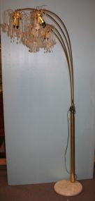 Contemporary Brass Floor Lamp and Marble Base 15"dia., 81"h.