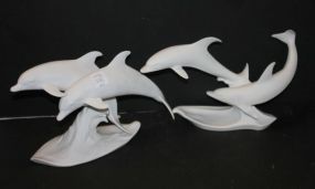 Two Dolphin Porcelains Kaiser Figurines 12"w., 7"h.