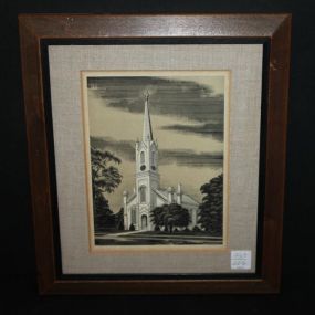 Print of Port Gibson Church 12"w., 14"h.