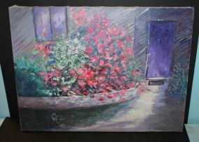 Oil Painting of Barrett Front Door by Mario Wright unframed, 24"w., 18"h.