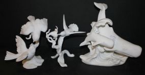 Lenox "Journey of the Whales" and Two Porcelain Figurines of Birds Lenox "Journey of the Whales" 5"w., 7"h. and Two Porcelain Figurines of Birds 5"h.
