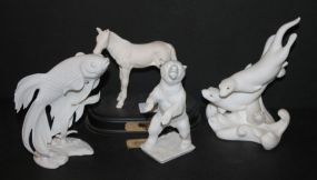 Kaiser Porcelain Bear, "Adventure" Porcelain Figurine, Other Escapade by Lenox, Kaiser Fish Kaiser Porcelain Bear 5"h., "Adventure" Porcelain Figurine, Other Escapade by Lenox 7"h., Kaiser Fish 6"h.