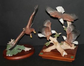 Two Lenox Figurines Wings of power on stand (wing broken, we have it) 13"h., Rare Encounter (feet broken, we have them) 13"h.