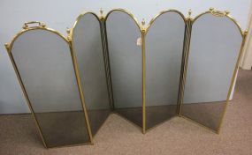 Five Panel Mesh and Brass Screen each panel 13"w., 33"h.