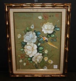 Print of Bird and Flowers 16"w., 21"h.