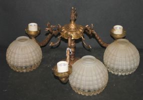 Three light Brass Plated Fixture 16"dia., 11"h.