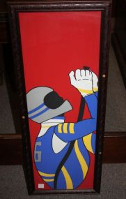 Two Sides Game Board, Print of Skier 13"w., 34"h.