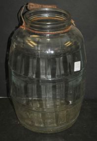 Vintage Glass Pickle Jar with Wire and Wood Handle 14"h., 7" dia. Base