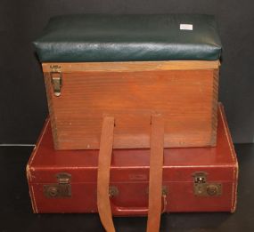 Leather Suitcase Shoe Shine Box 17 1/2" w.