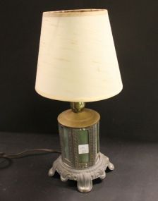 Small Slag Glass and Metal Desk Lamp 17" h.