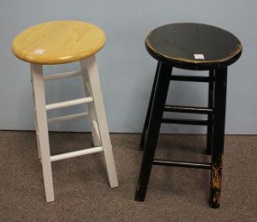 Two Wood Barstools 24" h.