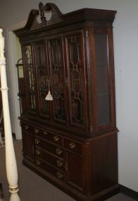 Mahogany American Drew Breakfront Four door breakfront with arched top; 60" w., 19" d., 89" h.
