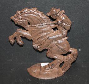 Reproduction Cowboy Cast Iron Doorstop 9" h.
