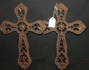 Pair Reproduction Cast Iron Crosses 11 1/2" h.