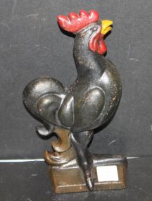 Reproduction Cast Iron Rooster Door Stop 9" h.