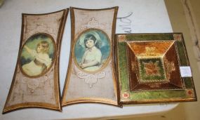 Two Florentine Plaques and Ashtray Plaques 6" w., 12" h.