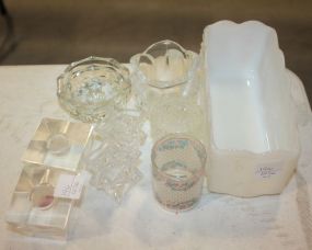 Candlesticks and Milk Glass Container candlesticks 3"h.