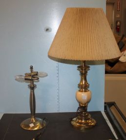 Two Brass Table Lamps 29"h with shade